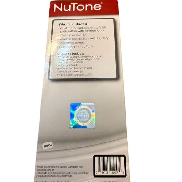 NuTone Clemson University Gold Doorbell Pushbutton - Picture 2 of 5